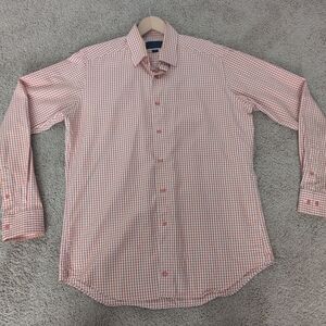 David Donahue Men's Orange Checkered Shirt - Size XLT (17/37)